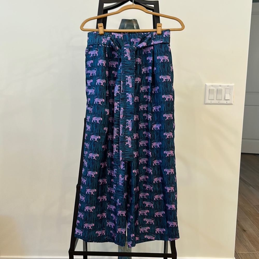 JCrew silk wide leg trouser with removable belt